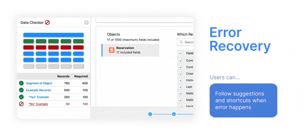 A GIF showing how the data checker help recover from errors