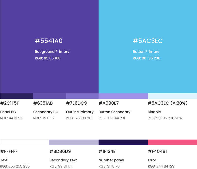 Colors used in Beamable theme design